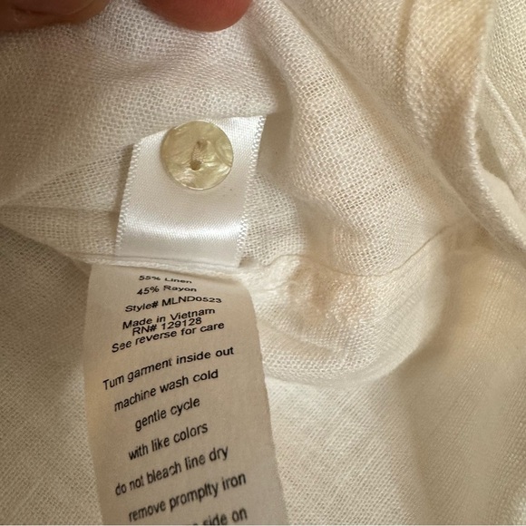 Ny Collection Mens White Long Sleeve Button-Up Casual Collar Sz L Linen/Cotton - Picture 4 of 6